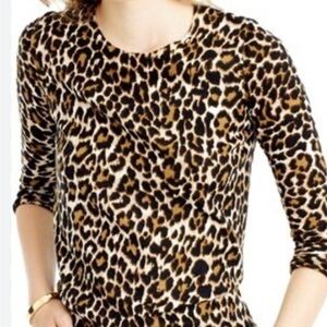 J. Crew leopard crew neck sweater 100% cotton